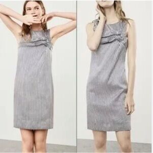 Banana Republic Navy Blue & White Striped Bow Dress - Size 8 (NWT)